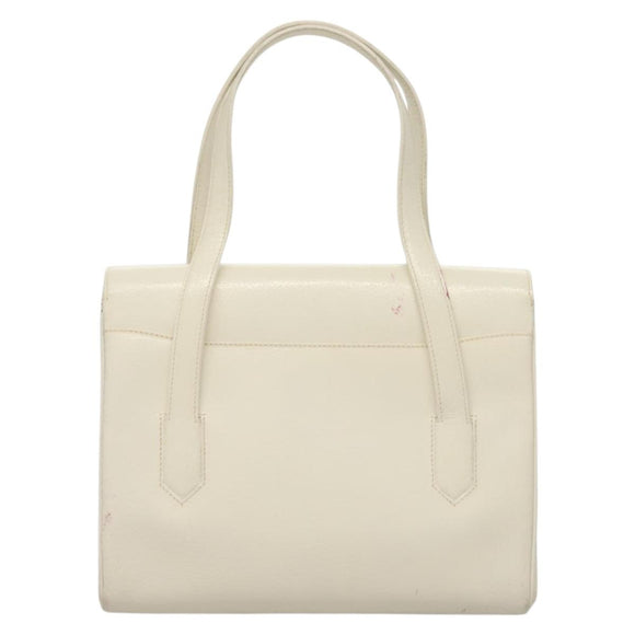 GUCCI Shoulder Bag Leather White Gold Auth ep9877