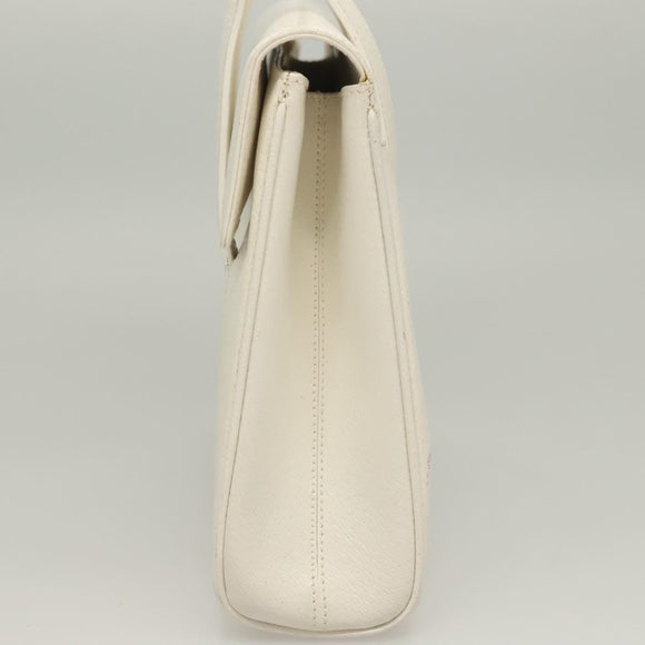 GUCCI Shoulder Bag Leather White Gold Auth ep9877