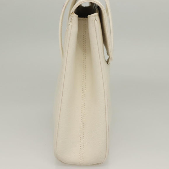 GUCCI Shoulder Bag Leather White Gold Auth ep9877