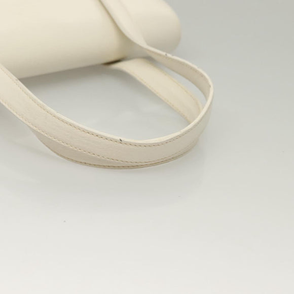 GUCCI Shoulder Bag Leather White Gold Auth ep9877