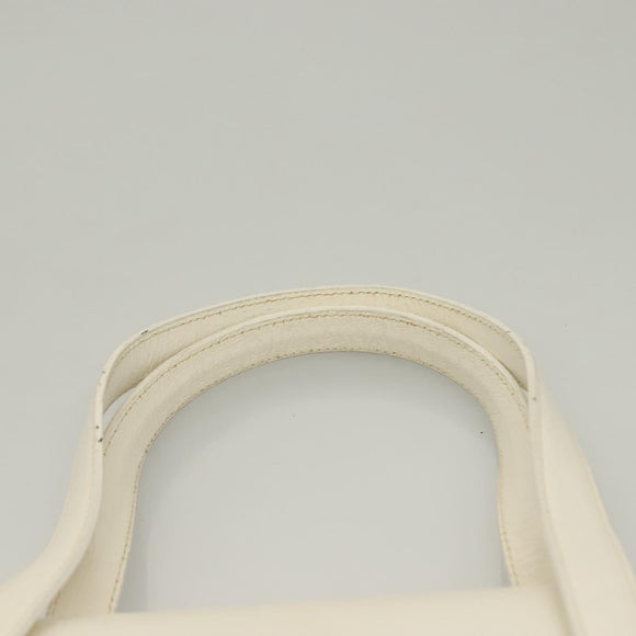 GUCCI Shoulder Bag Leather White Gold Auth ep9877