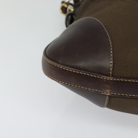 PRADA Shoulder Bag Canvas Brown Gold Auth ep9878