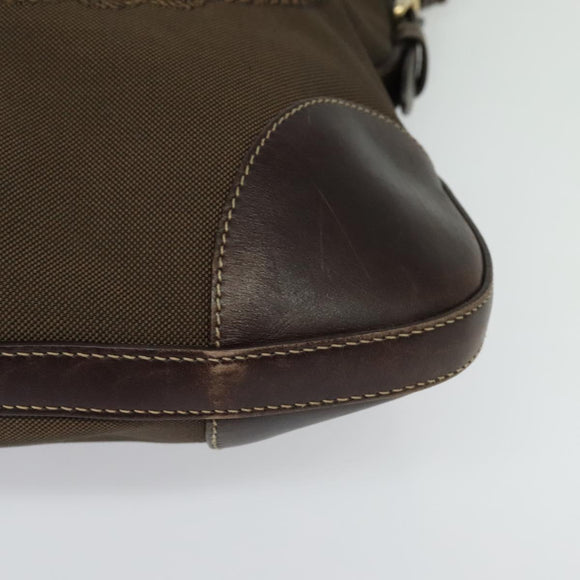 PRADA Shoulder Bag Canvas Brown Gold Auth ep9878