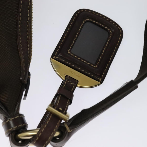 PRADA Shoulder Bag Canvas Brown Gold Auth ep9878