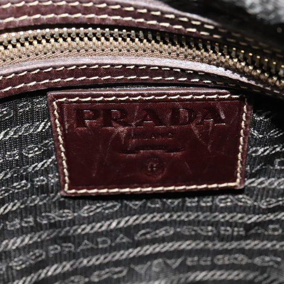 PRADA Shoulder Bag Canvas Brown Gold Auth ep9878