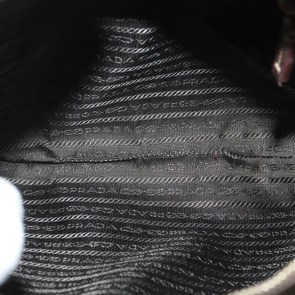 PRADA Shoulder Bag Canvas Brown Gold Auth ep9878