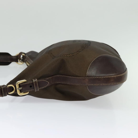 PRADA Shoulder Bag Canvas Brown Gold Auth ep9878