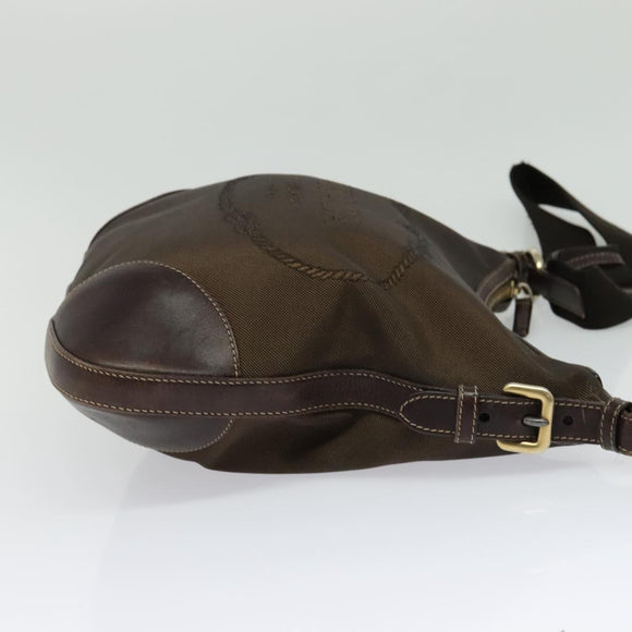 PRADA Shoulder Bag Canvas Brown Gold Auth ep9878