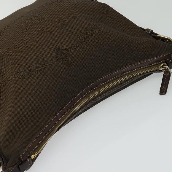 PRADA Shoulder Bag Canvas Brown Gold Auth ep9878