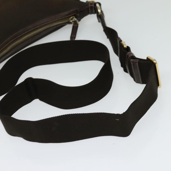 PRADA Shoulder Bag Canvas Brown Gold Auth ep9878