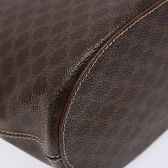 CELINE Macadam Canvas Hand Bag PVC Leather Brown Gold Auth ep9884