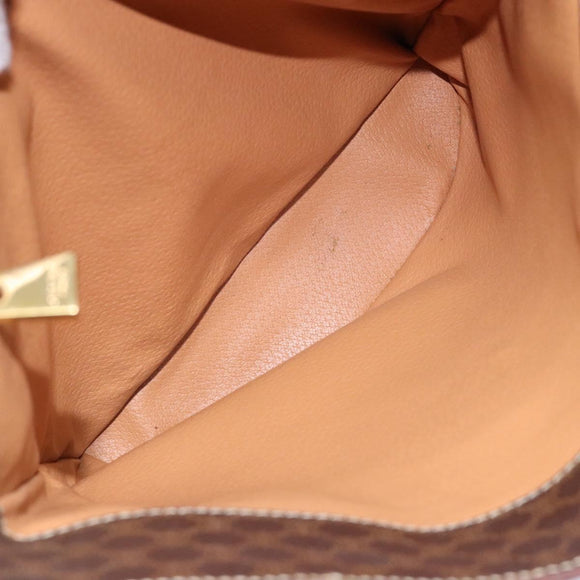 CELINE Macadam Canvas Hand Bag PVC Leather Brown Gold Auth ep9884