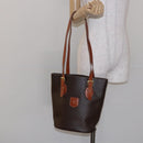 CELINE Macadam Canvas Hand Bag PVC Leather Brown Gold Auth ep9884-24