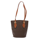 CELINE Macadam Canvas Hand Bag PVC Leather Brown Gold Auth ep9884-3