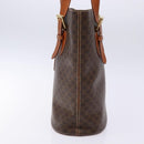 CELINE Macadam Canvas Hand Bag PVC Leather Brown Gold Auth ep9884-4