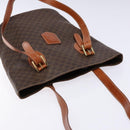 CELINE Macadam Canvas Hand Bag PVC Leather Brown Gold Auth ep9884-6