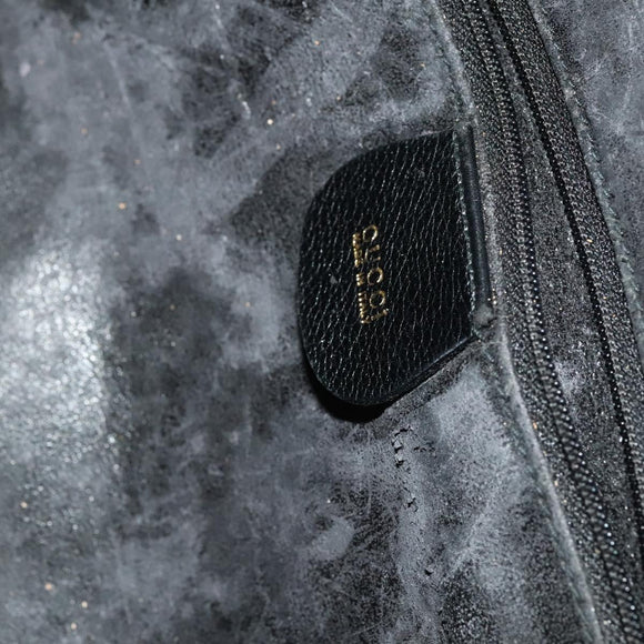 GUCCI Bamboo Hand Bag Leather 2way Black Gold Auth ep9886