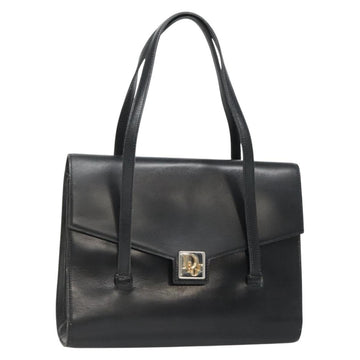 Christian Dior Hand Bag Leather Black Gold Auth ep9887