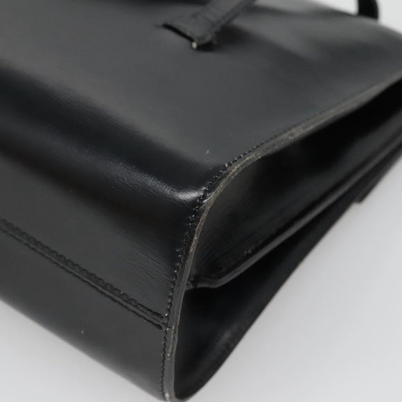 Christian Dior Hand Bag Leather Black Gold Auth ep9887