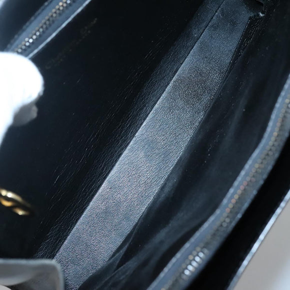 Christian Dior Hand Bag Leather Black Gold Auth ep9887