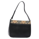 BURBERRY Shoulder Bag Leather Black Silver Auth ep9890-1