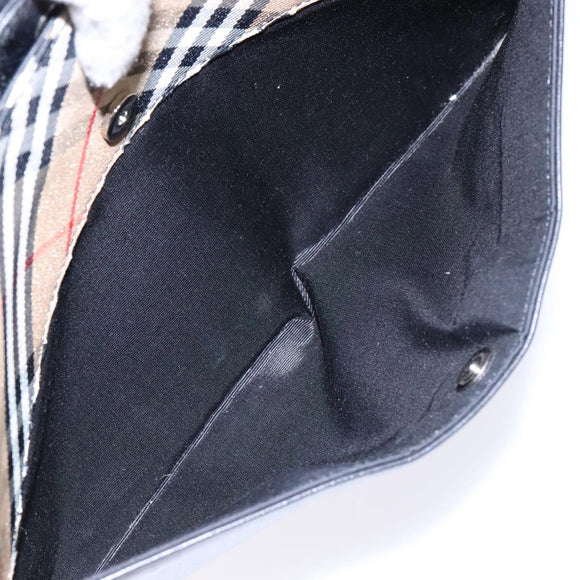 BURBERRY Shoulder Bag Leather Black Silver Auth ep9890