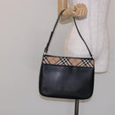BURBERRY Shoulder Bag Leather Black Silver Auth ep9890-22
