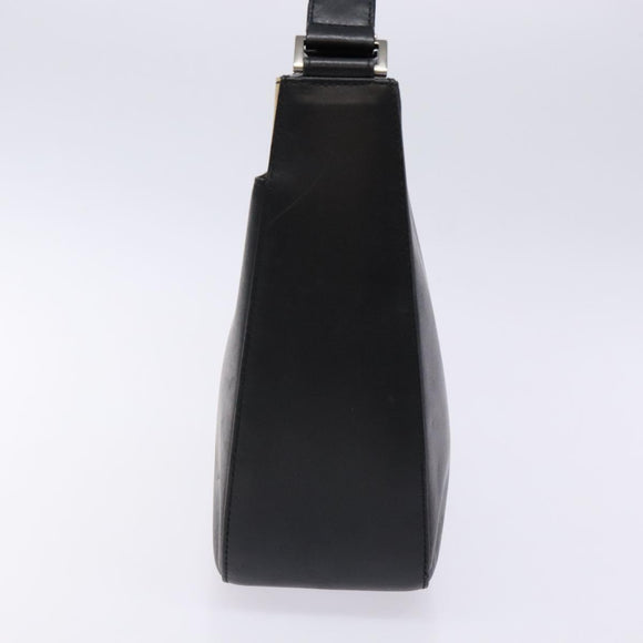 BURBERRY Shoulder Bag Leather Black Silver Auth ep9890
