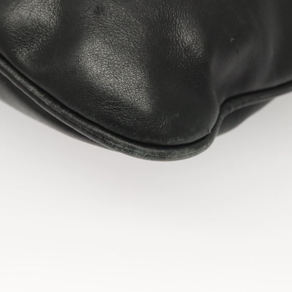 GUCCI Bamboo Shoulder Bag Leather Black Silver 0014033 Auth ep9891