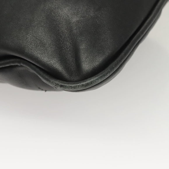 GUCCI Bamboo Shoulder Bag Leather Black Silver 0014033 Auth ep9891