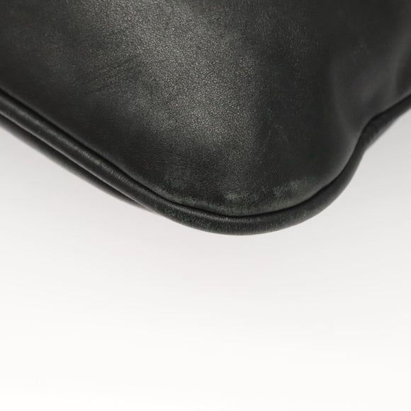 GUCCI Bamboo Shoulder Bag Leather Black Silver 0014033 Auth ep9891