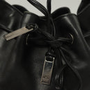 GUCCI Bamboo Shoulder Bag Leather Black Silver 0014033 Auth ep9891-10