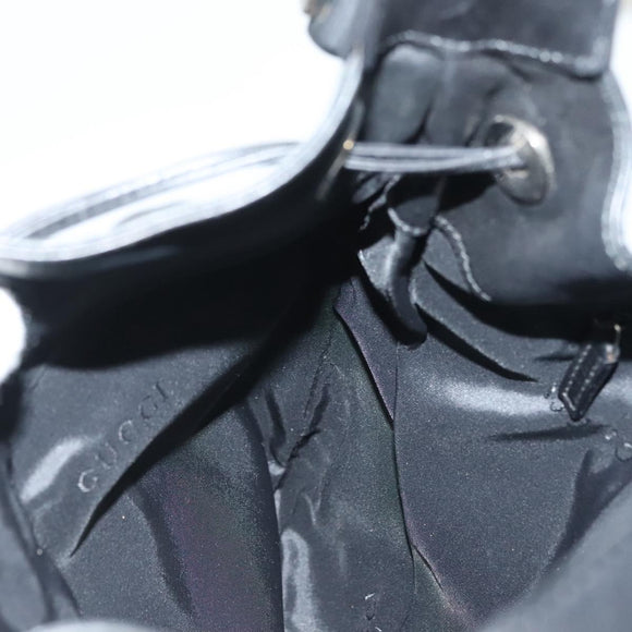 GUCCI Bamboo Shoulder Bag Leather Black Silver 0014033 Auth ep9891