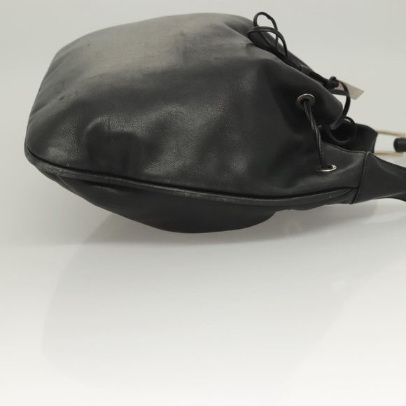 GUCCI Bamboo Shoulder Bag Leather Black Silver 0014033 Auth ep9891