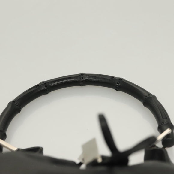 GUCCI Bamboo Shoulder Bag Leather Black Silver 0014033 Auth ep9891