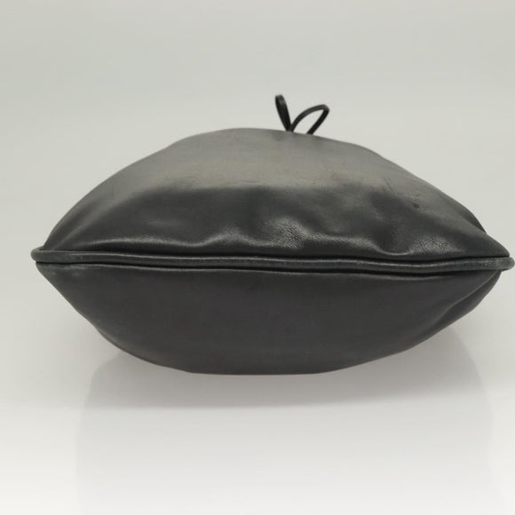 GUCCI Bamboo Shoulder Bag Leather Black Silver 0014033 Auth ep9891