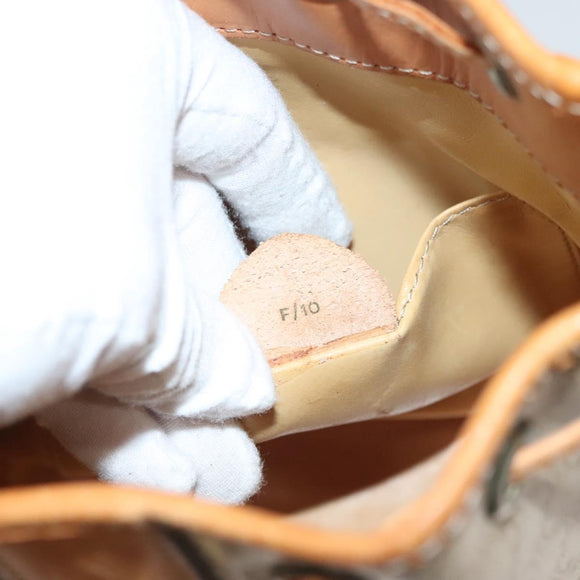 CELINE Macadam Canvas Shoulder Bag PVC Beige Gold Auth ep9897