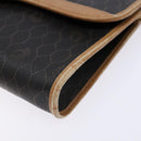Christian Dior Honeycomb Canvas Chain Schoudertas PVC Zwart Goud Auth ep9904-8