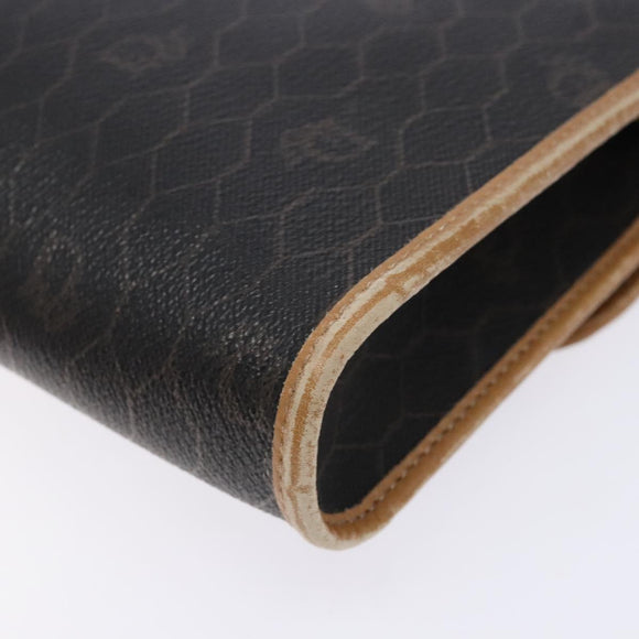 Christian Dior Honeycomb Canvas Chain Shoulder Bag PVC Black Gold Auth ep9904