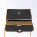 Christian Dior Honeycomb Canvas Chain Schoudertas PVC Zwart Goud Auth ep9904-9