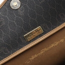 Christian Dior Honeycomb Canvas Chain Schoudertas PVC Zwart Goud Auth ep9904-19