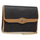 Christian Dior Honeycomb Canvas Chain Schoudertas PVC Zwart Goud Auth ep9904-1