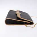 Christian Dior Honeycomb Canvas Chain Shoulder Bag PVC Black Gold Auth ep9904-4