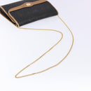 Christian Dior Honeycomb Canvas Chain Schoudertas PVC Zwart Goud Auth ep9904-7