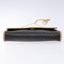 Christian Dior Honeycomb Canvas Chain Schoudertas PVC Zwart Goud Auth ep9904-5