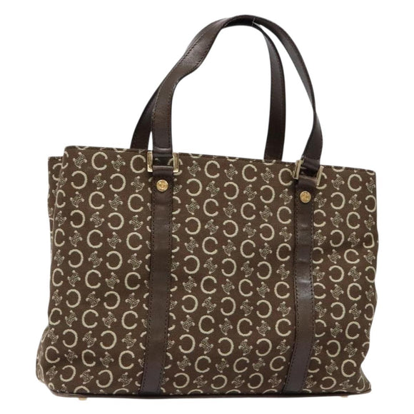 CELINE C Macadam Canvas Hand Bag Brown Gold Auth ep9908