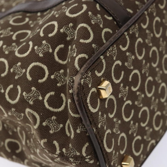 CELINE C Macadam Canvas Hand Bag Brown Gold Auth ep9908
