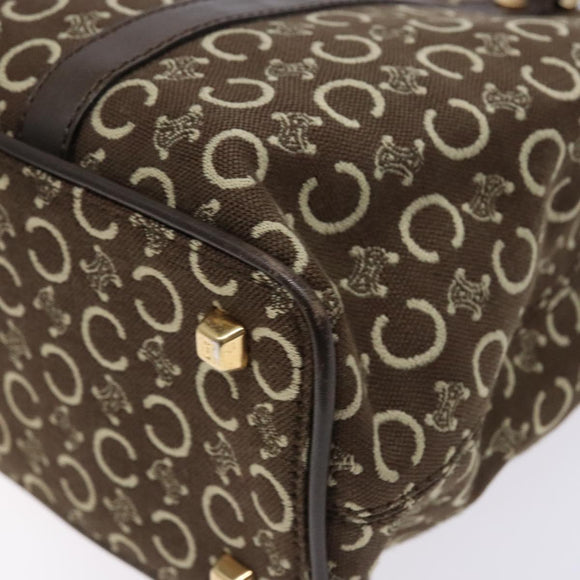 CELINE C Macadam Canvas Hand Bag Brown Gold Auth ep9908