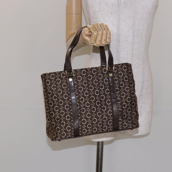 CELINE C Macadam Canvas Hand Bag Brown Gold Auth ep9908