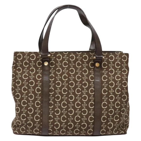 CELINE C Macadam Canvas Hand Bag Brown Gold Auth ep9908